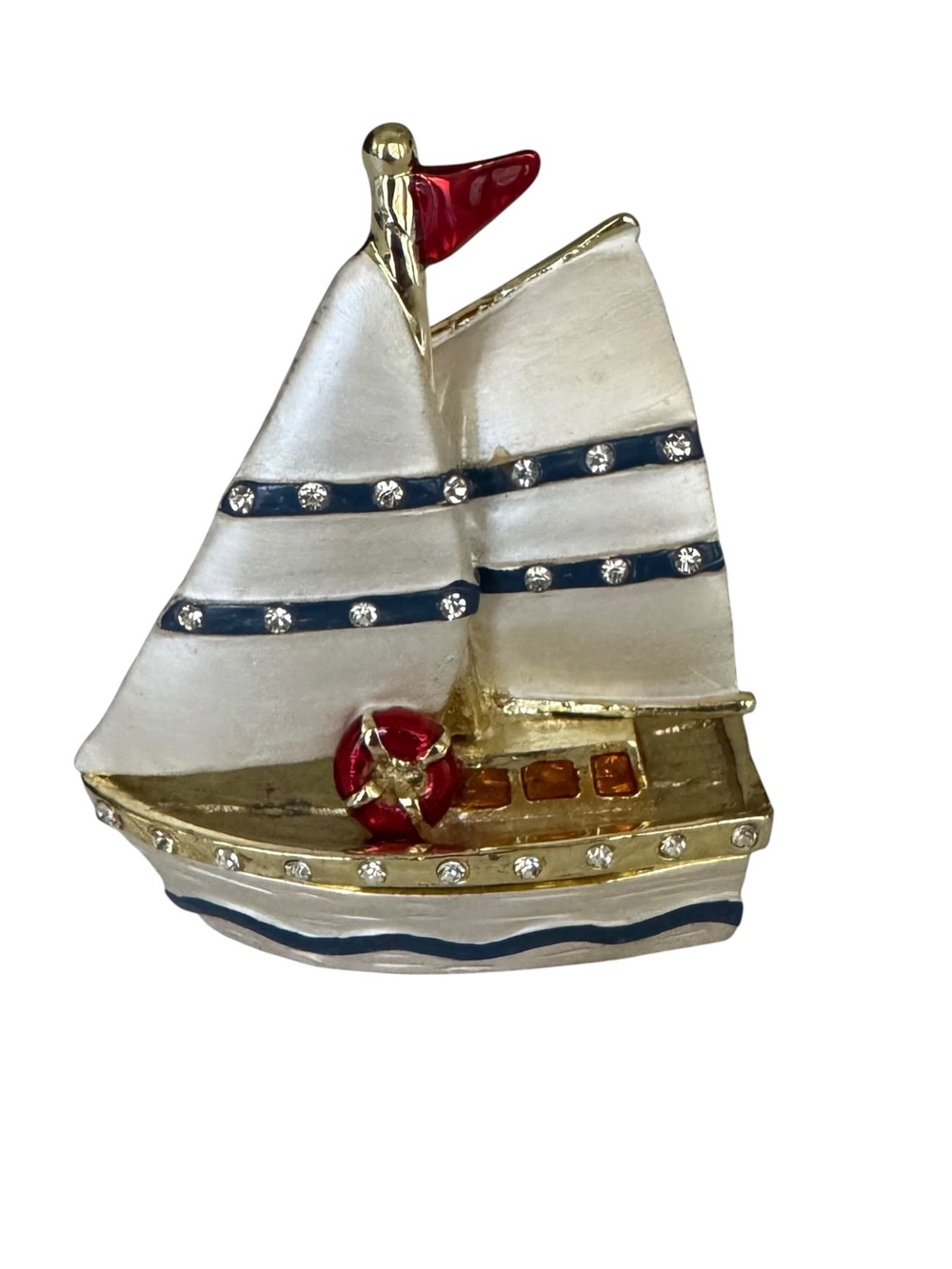 SailBoat Trinket Box With Rhinestones